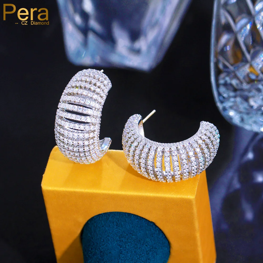 Pera Luxury Highend Sparkling Cubic Zirconia Chunky C Shape Open Hoop Earrings Dubai Wedding Bridal Party Jewelry for Women E434
Pera Luxury Highend Sparkling Cubic Zirconia Chunky C Shape Open Hoop Earrings Dubai Wedding Bridal Party Jewelry for Women E434