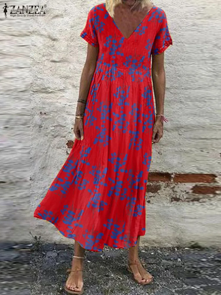 Summer Women Vintage Holiday Sundress Casual V Neck Short Sleeve Loose Vestido Kaftan Bohemian Floral Printed Beach Dress ZANZEA
Summer Women Vintage Holiday Sundress Casual V Neck Short Sleeve Loose Vestido Kaftan Bohemian Floral Printed Beach Dress ZANZEA