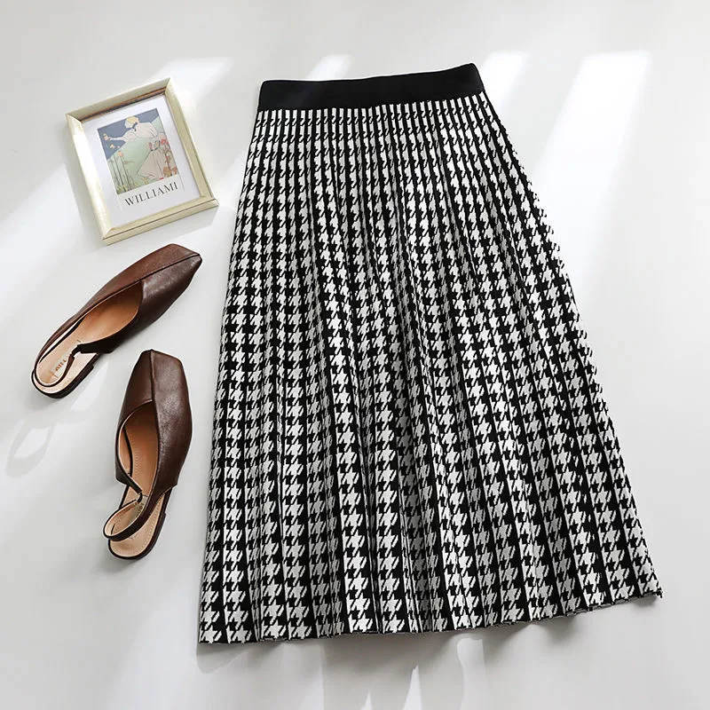 A-Line High Waist Elegant Pleated Skirt Spring Autumn Winter Faldas Femme Jupes Women Skirt Plaid Knitted Midi Skirt
A-Line High Waist Elegant Pleated Skirt Spring Autumn Winter Faldas Femme Jupes Women Skirt Plaid Knitted Midi Skirt