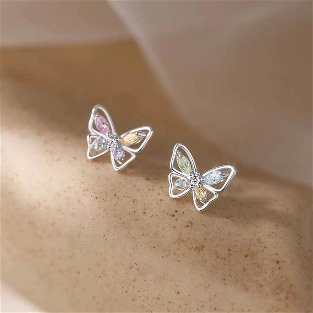 Mini Crystal Butterfly Sweet Stud Earrings For Women S925 Colorful Rhinestone Silver Color Cartilage Teen Ear Piercing Jewelry
Mini Crystal Butterfly Sweet Stud Earrings For Women S925 Colorful Rhinestone Silver Color Cartilage Teen Ear Piercing Jewelry