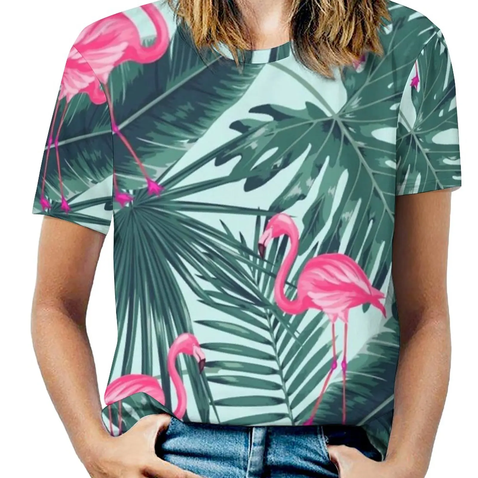 Tropic Abstract Flamingo Fashion Print Women Ladies Girls T-Shirt Harajuku Round Neck Short Sleeve Tops & Tees Summer Cool Fun 
Tropic Abstract Flamingo Fashion Print Women Ladies Girls T-Shirt Harajuku Round Neck Short Sleeve Tops & Tees Summer Cool Fun