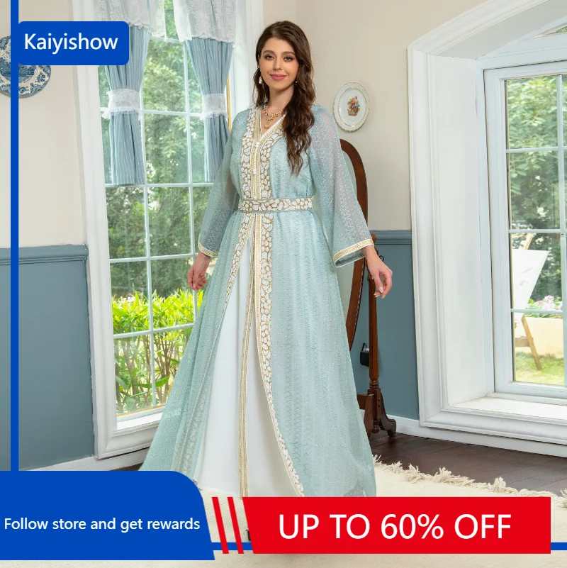 Women Evening Dress Jalabiya Luxury Elegant Robes Two Pieces Set Beaded Diamonds Belt Muslim Middle East Gowns Abaya
Women Evening Dress Jalabiya Luxury Elegant Robes Two Pieces Set Beaded Diamonds Belt Muslim Middle East Gowns Abaya