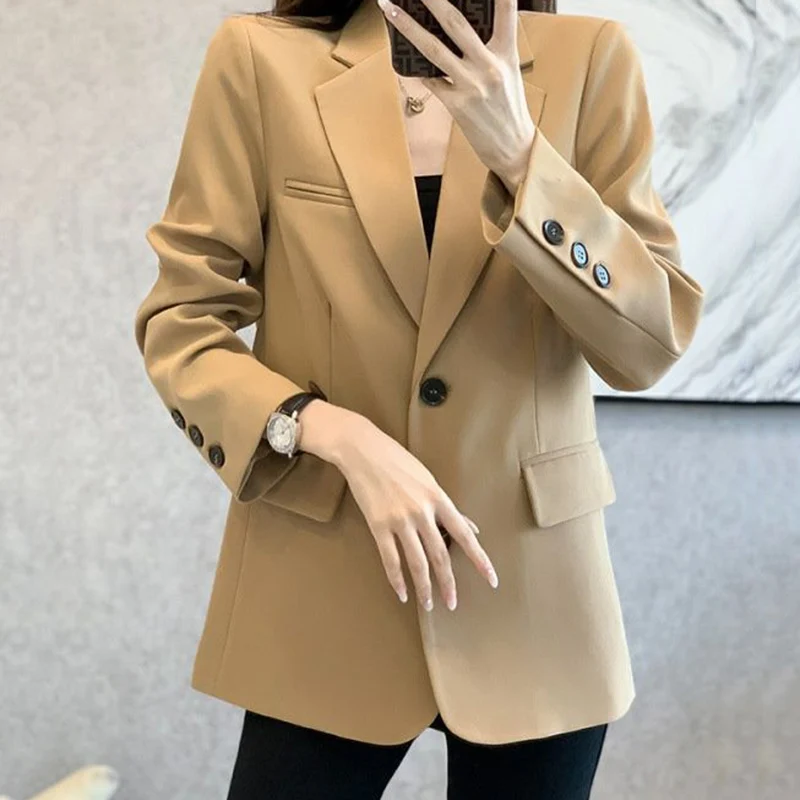 Casual Loose Women's Blazer New Autumn Single Breasted Office Suit Jackets Ladies Black Khaki Long Sleeve Outwear
Casual Loose Women's Blazer New Autumn Single Breasted Office Suit Jackets Ladies Black Khaki Long Sleeve Outwear