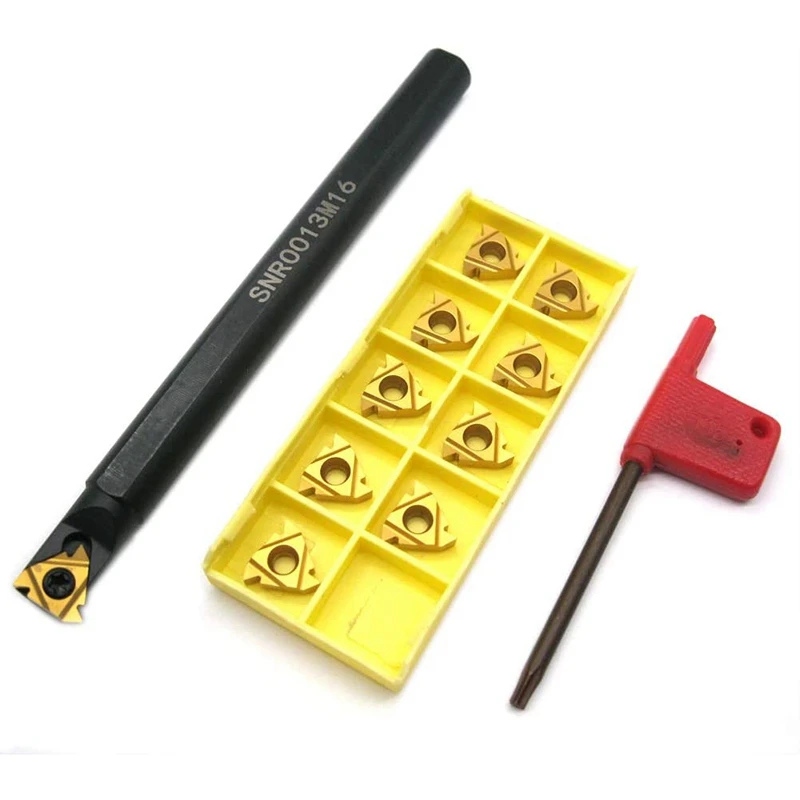 1/2 Inch Lathe Threading Boring Bar With 10Pcs 16IR AG60 Internal Threading Carbide Turning Inserts And T15 Wrench
1/2 Inch Lathe Threading Boring Bar With 10Pcs 16IR AG60 Internal Threading Carbide Turning Inserts And T15 Wrench