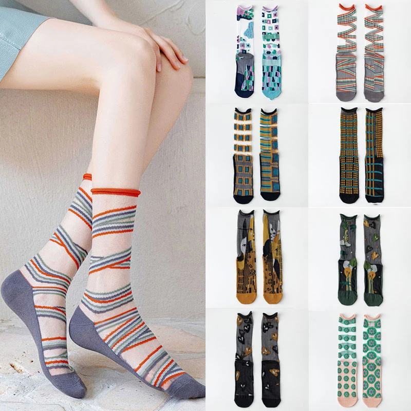 New Fashion Woman Socks Novelty Harajuku Summer Crystal Silk Socks Animal Cartoon Cute Print Ultra-thin Transparent Long Socks
New Fashion Woman Socks Novelty Harajuku Summer Crystal Silk Socks Animal Cartoon Cute Print Ultra-thin Transparent Long Socks