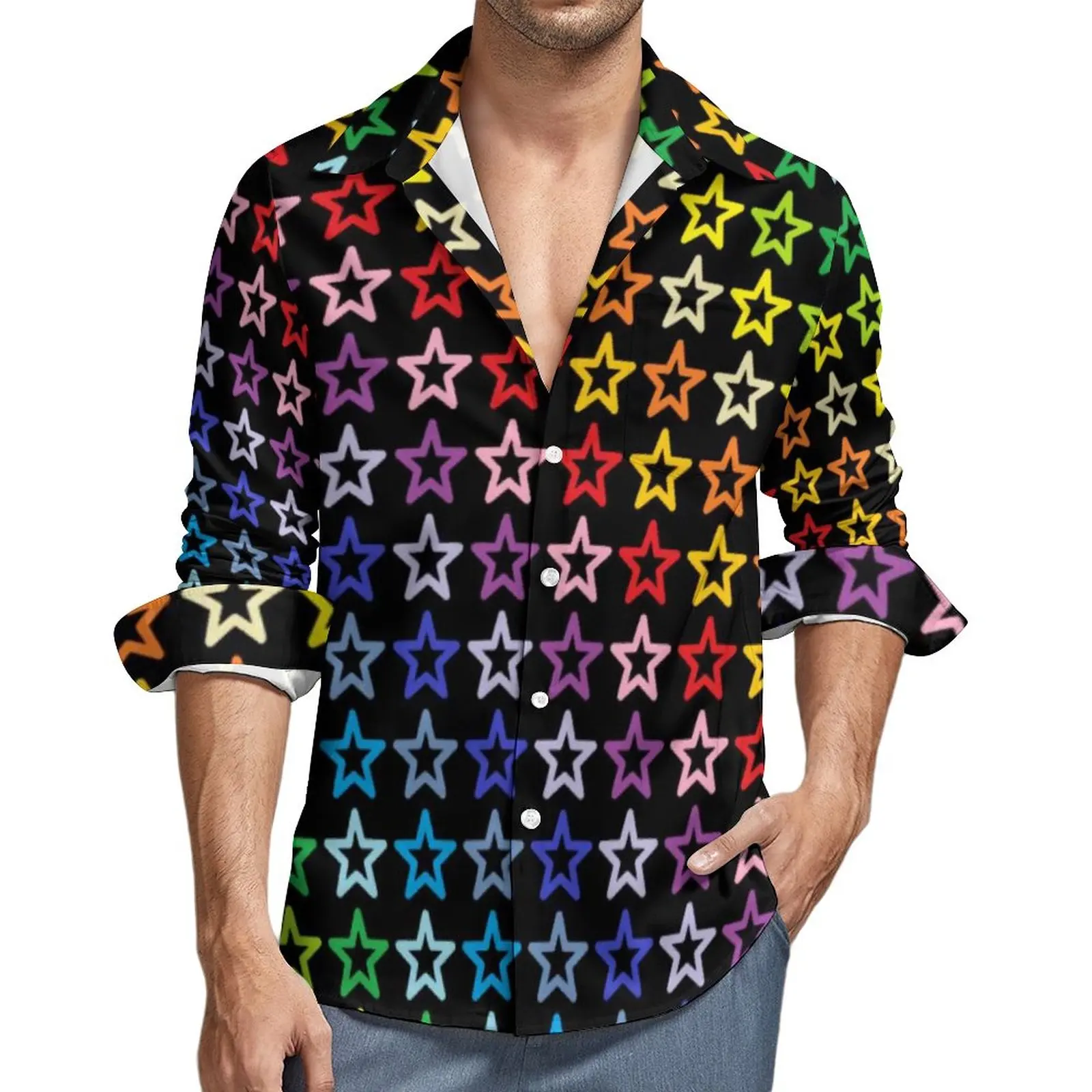 Broader Spectrum Rainbow Casual Shirts Man Outline Stars Print Shirt Long Sleeve Vintage Streetwear Blouses Pattern Plus Size
Broader Spectrum Rainbow Casual Shirts Man Outline Stars Print Shirt Long Sleeve Vintage Streetwear Blouses Pattern Plus Size