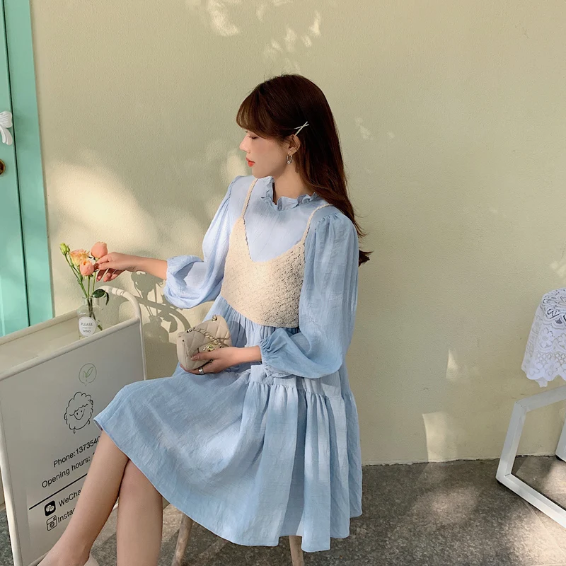 2022Spring Korean Style Women's Clothing Fresh Solid Color Stringy Selvedge Long Sleeve Loose Slimming Dress
2022Spring Korean Style Women's Clothing Fresh Solid Color Stringy Selvedge Long Sleeve Loose Slimming Dress