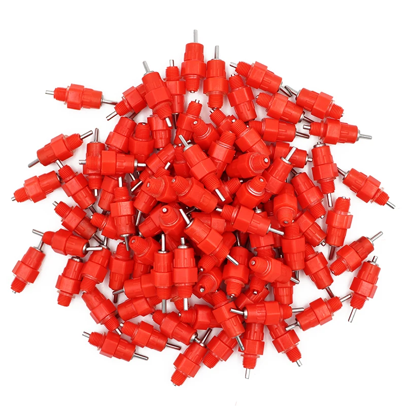 100Pcs Poultry Chicken Nipple Drinker Drinking Fountain Hens Pacifier Red Spring Type Mouth Water Poultry Farm Feeding Equipment
100Pcs Poultry Chicken Nipple Drinker Drinking Fountain Hens Pacifier Red Spring Type Mouth Water Poultry Farm Feeding Equipment