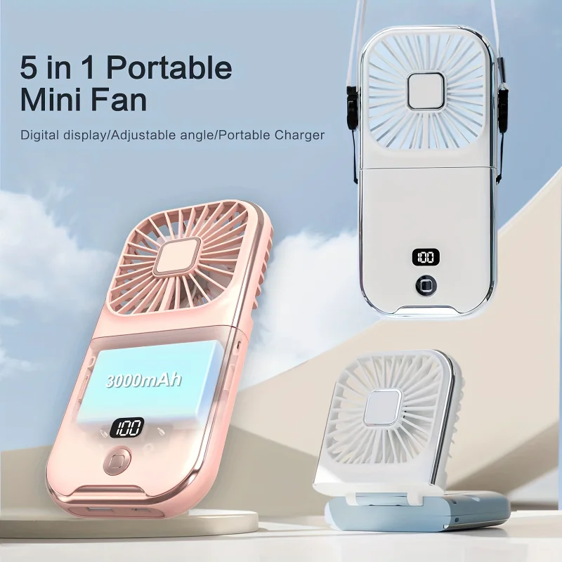 Portable Handheld Fan 5-in-1 USB Rechargeable Desktop Fan Power Bank Electric Air Cooler 4 Speeds Neck Fan for Traveling outdoor
Portable Handheld Fan 5-in-1 USB Rechargeable Desktop Fan Power Bank Electric Air Cooler 4 Speeds Neck Fan for Traveling outdoor