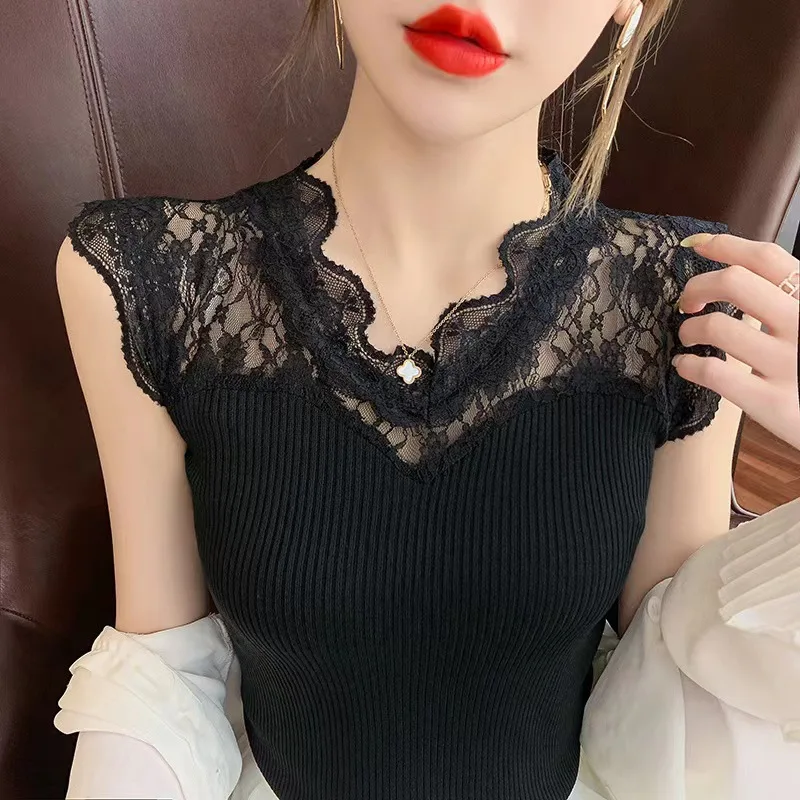 Knitted and Lace Patchwork Camisole Women Sleeveless Basic Tank Top 2022 Summer Vest
Knitted and Lace Patchwork Camisole Women Sleeveless Basic Tank Top 2022 Summer Vest