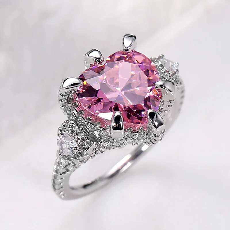 Romantic Pink Heart CZ Engagement Rings High Quality Temperament Sweet Women Accessories Fashion Jewelry Drop Shipping
Romantic Pink Heart CZ Engagement Rings High Quality Temperament Sweet Women Accessories Fashion Jewelry Drop Shipping