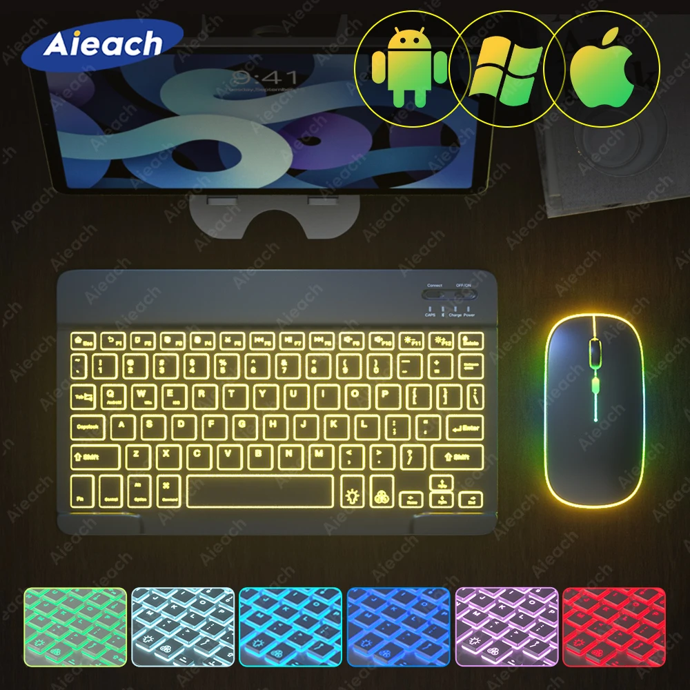 Клавиатура Teclado Bluetooth-совместимая с подсветкой для iPad, Android, Windows, iOS, телефонов, планшетов, беспроводная клавиатура и мышь для Samsung
Клавиатура Teclado Bluetooth-совместимая с подсветкой для iPad, Android, Windows, iOS, телефонов, планшетов, беспроводная клавиатура и мышь для Samsung