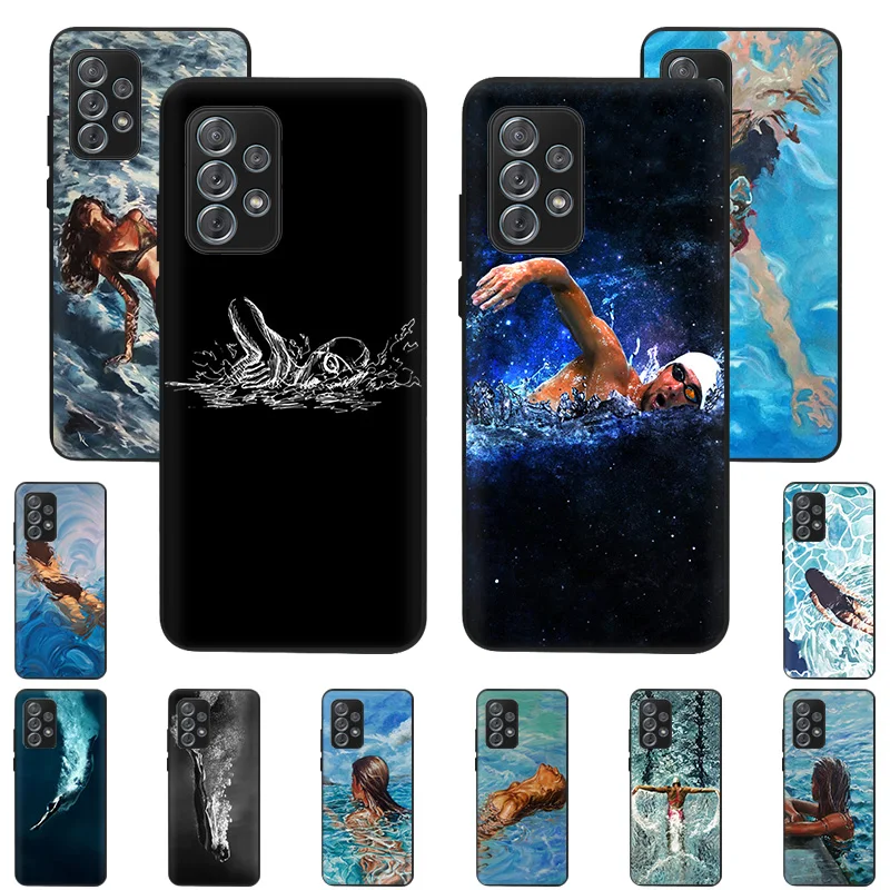 

Swimming Soft Phone Case for Samsung Galaxy A72 A52 A32 A51 5G A50 A70 A71 A22 A21S A31 A40 A41 A11 A12 A20E A42 A7 A9 Cover