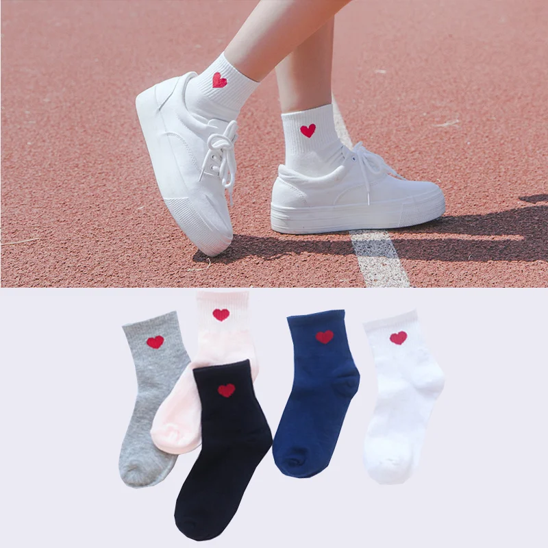 

5 Pairs Socks Women Spring and Summer Sox Shallow Mouth Pure Cotton Letter Short Tube White Cotton Sokken Cute Calcetines Mujer