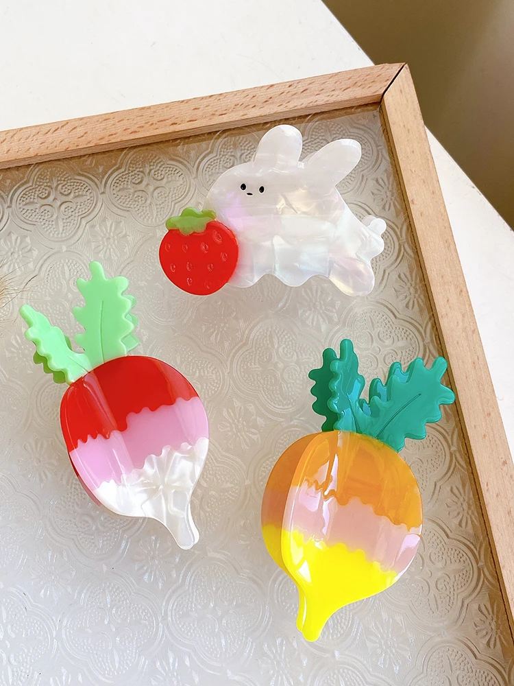 Korean Fashion Splicing Color Little Rabbit Crab Clip Chic Headwear Acetate Carrot Girls Hair Clip 
Korean Fashion Splicing Color Little Rabbit Crab Clip Chic Headwear Acetate Carrot Girls Hair Clip
