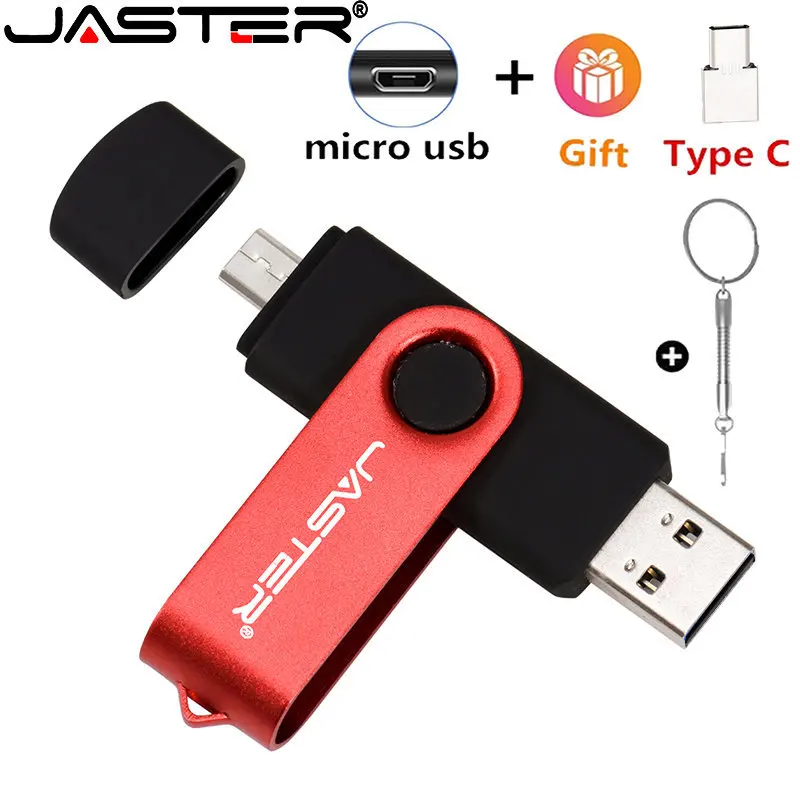

JASTER High Speed USB 2.0 OTG Pen Drive 16G 32G 64GB Pen Drive Flash Disk 3 in 1 for Android SmartPhone/PC TYPE-C Business gifts