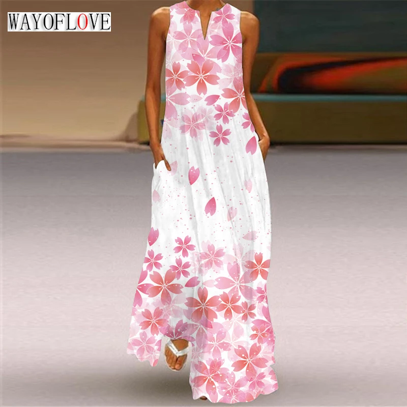 WAYOFLOVE Lady Spring Summer White Long Dress Sleeveless Flowers Printed Maxi Dresses For Women 2023 Elegant Beach Women's Dress
WAYOFLOVE Lady Spring Summer White Long Dress Sleeveless Flowers Printed Maxi Dresses For Women 2023 Elegant Beach Women's Dress