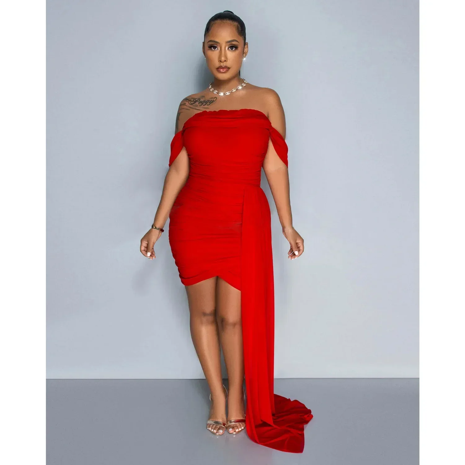 Sexy Winter Off Shoulder Stacked Streamer Mesh Bodycon Midi Dress for Women Birthday Festivals Night Club Evening Party Vestidos 
Sexy Winter Off Shoulder Stacked Streamer Mesh Bodycon Midi Dress for Women Birthday Festivals Night Club Evening Party Vestidos