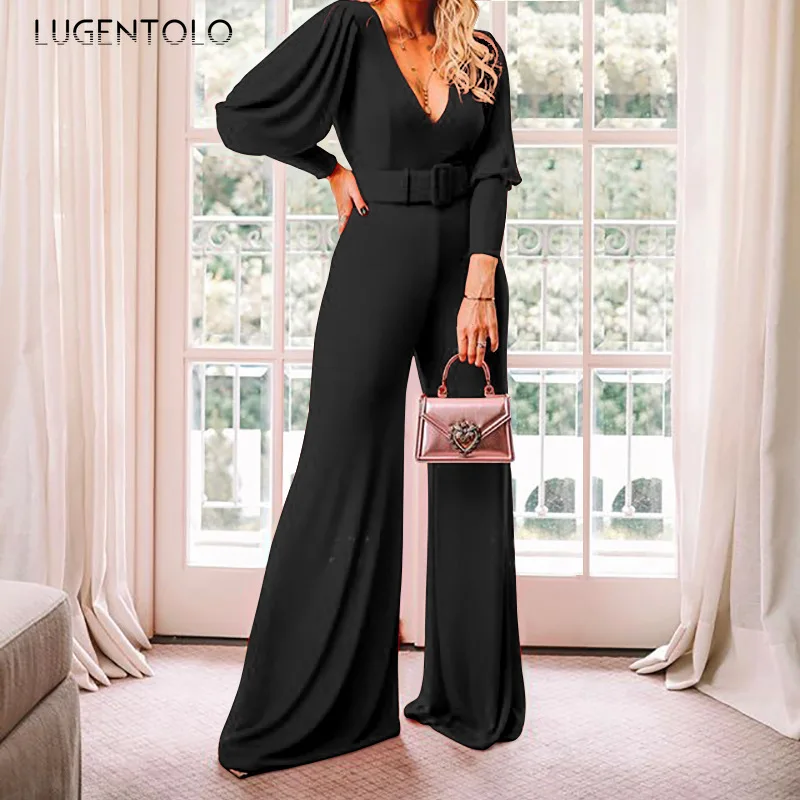 Women Elegant Jumpsuits V-neck Long Sleeve High Waist Fashion Solid Female Wide Leg Pants Casual Spring Long Jumpsuit
Women Elegant Jumpsuits V-neck Long Sleeve High Waist Fashion Solid Female Wide Leg Pants Casual Spring Long Jumpsuit