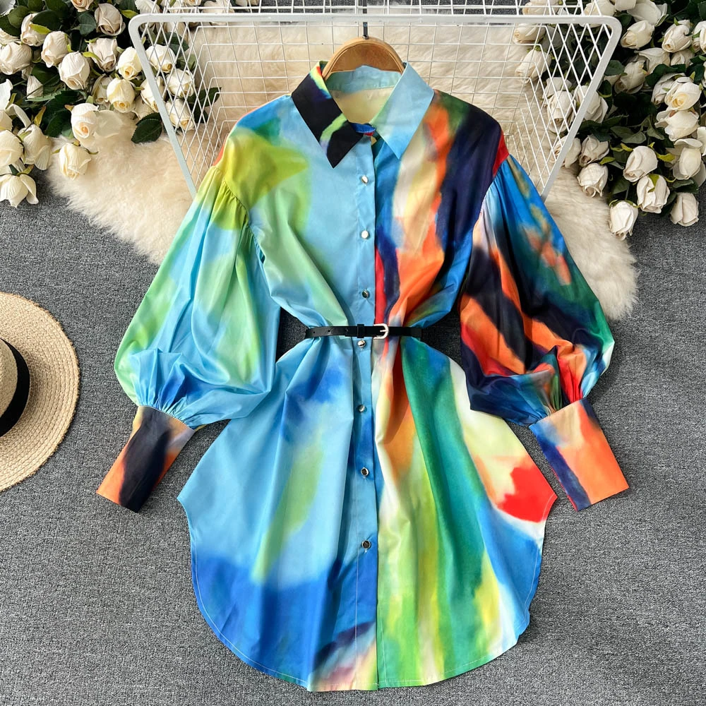 Fashion Design Floral Women Shirts Summer 2022 Lantern Sleeved Turn-Down Collar Belt Slim Shirt Dress Female Outwear Tops
Fashion Design Floral Women Shirts Summer 2022 Lantern Sleeved Turn-Down Collar Belt Slim Shirt Dress Female Outwear Tops