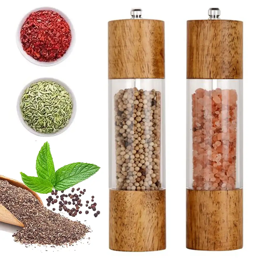 Premium Acrylic Salt and Pepper Grinder Set 8" Salt and Pepper Mills-Wooden Shakers with Adjustable Ceramic Core-Salt Grinder a
Premium Acrylic Salt and Pepper Grinder Set 8" Salt and Pepper Mills-Wooden Shakers with Adjustable Ceramic Core-Salt Grinder a