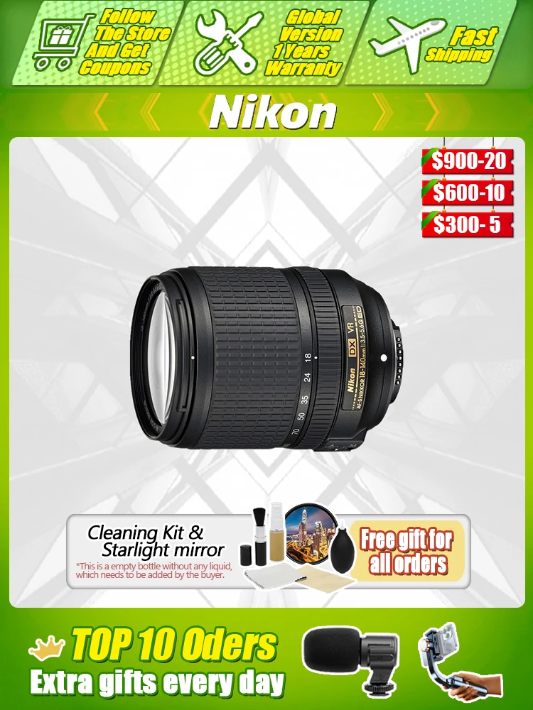 

Nikon 18-140 AF-S DX NIKKOR 18-140mm f/3.5-5.6G ED VR Lens for Nikon D3200 D3300 D3400 D5200 D5300 D5500 D5600 D7100 D7200