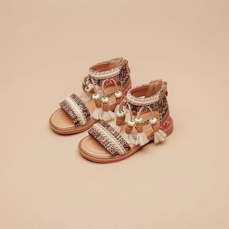 Girls Breathable Sandals Casual Shoes Tassels Back Zipper Ethnic Retro Shoes Children Fashion Summer New Kids Pattern
Girls Breathable Sandals Casual Shoes Tassels Back Zipper Ethnic Retro Shoes Children Fashion Summer New Kids Pattern