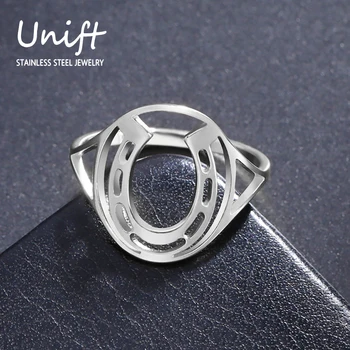 Unift Horseshoes Rings for Women Cowboy Cowgirl Stainless Steel Finger Ring Trendy Fashion Equestrian Horse Lover Jewelry Gift