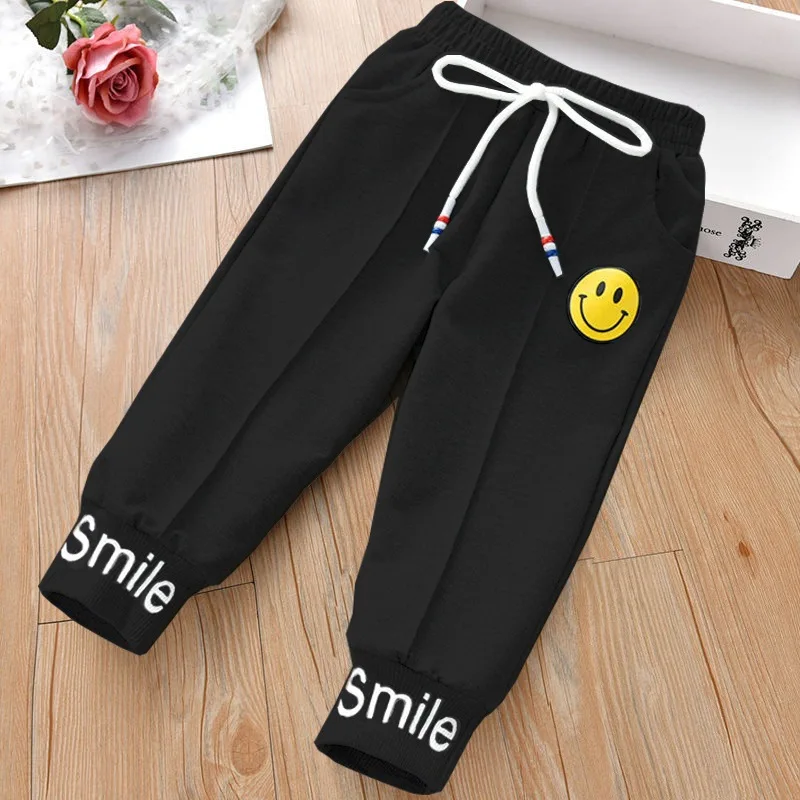 Женские осенние повседневные хлопковые спортивные брюки с принтом улыбки 
Женские осенние повседневные хлопковые спортивные брюки с принтом улыбки