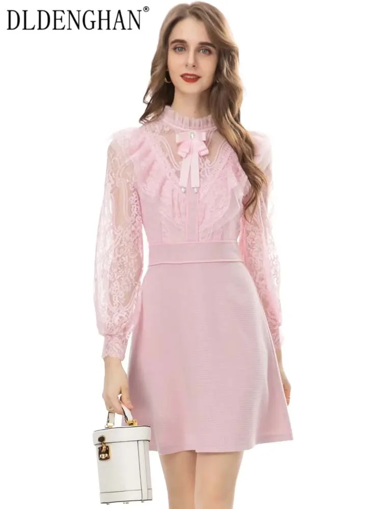 DLDENGHAN Autumn Dress Women Stand Collar Lantern Sleeve Lace Patchwork Ruffles Vntage Mini Dresses Fashion Designer New
DLDENGHAN Autumn Dress Women Stand Collar Lantern Sleeve Lace Patchwork Ruffles Vntage Mini Dresses Fashion Designer New
