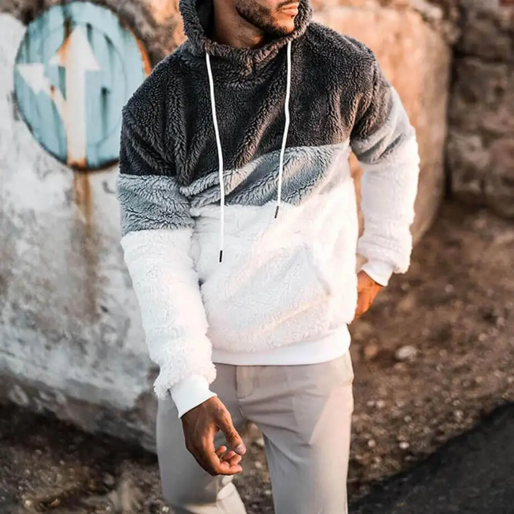 Plush Fluffy Winter Men Hoodies Sweatshirt Double Sided Long Sleeve Autumn Fashion Patchwork Warm Hooded Sweatshirt Outerwear 
Plush Fluffy Winter Men Hoodies Sweatshirt Double Sided Long Sleeve Autumn Fashion Patchwork Warm Hooded Sweatshirt Outerwear