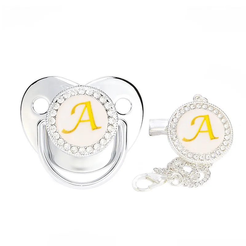 Initial 26 Letters Bling Baby Pacifier Chain Silver Silicone with Rhinestone Pacifier Clip Infant Nipple Shower Gift
Initial 26 Letters Bling Baby Pacifier Chain Silver Silicone with Rhinestone Pacifier Clip Infant Nipple Shower Gift