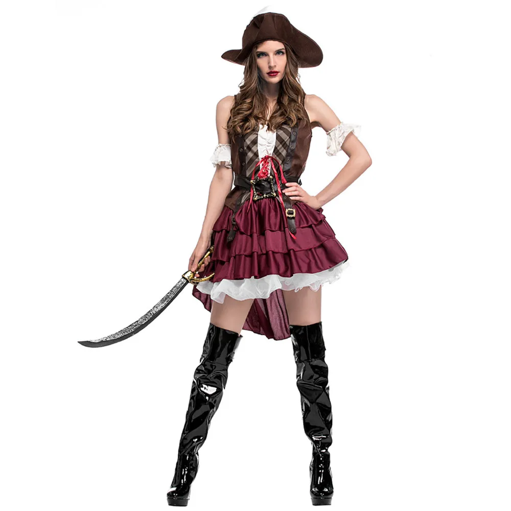 

Halloween Pirate Cosplay Costumes 5Pcs/Set Carnival Adult Party Dress Women Sexy Cosplay No Weapons