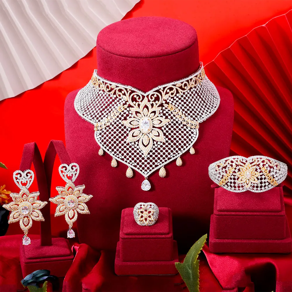 GODKI Brand Nigerian Bridal Jewelry Big Hollow Necklace Bangle Earrings Ring Wedding Jewelry Set 4PCS Women Sister Lover Gift
GODKI Brand Nigerian Bridal Jewelry Big Hollow Necklace Bangle Earrings Ring Wedding Jewelry Set 4PCS Women Sister Lover Gift