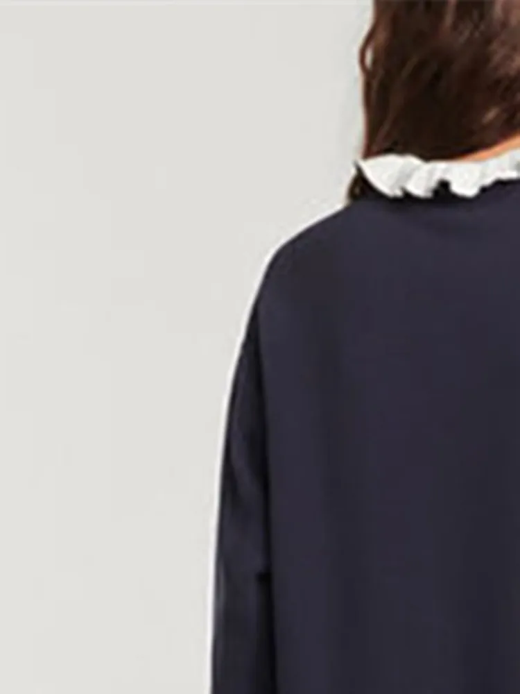 Women Sweatshirt Ruffles Fleece Floral Letter Embroidery Long-sleeved Pullover Tops Casual Spring
Women Sweatshirt Ruffles Fleece Floral Letter Embroidery Long-sleeved Pullover Tops Casual Spring