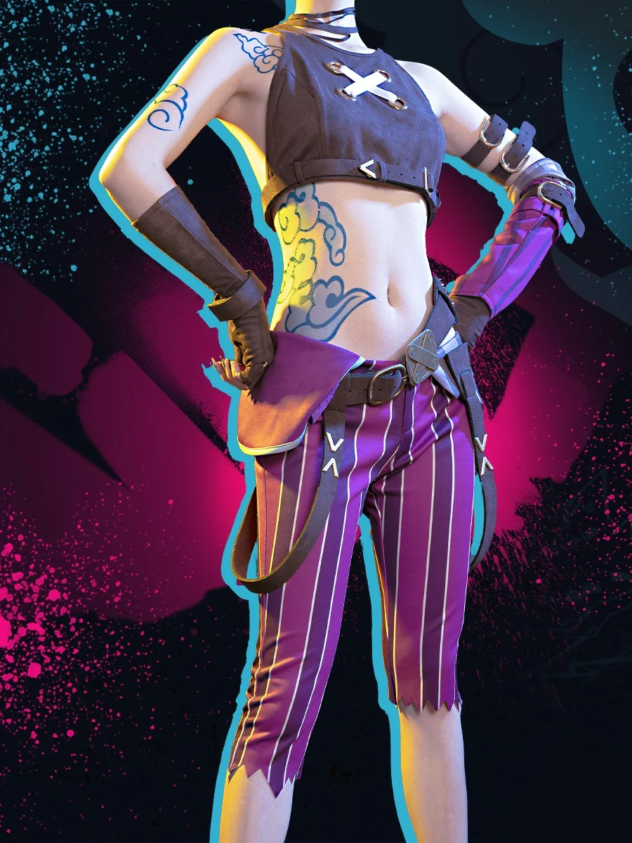 LOL Arcane Jinx the Loose Cannon Jinx Cosplay Outfits Women Halloween Costumes 
LOL Arcane Jinx the Loose Cannon Jinx Cosplay Outfits Women Halloween Costumes