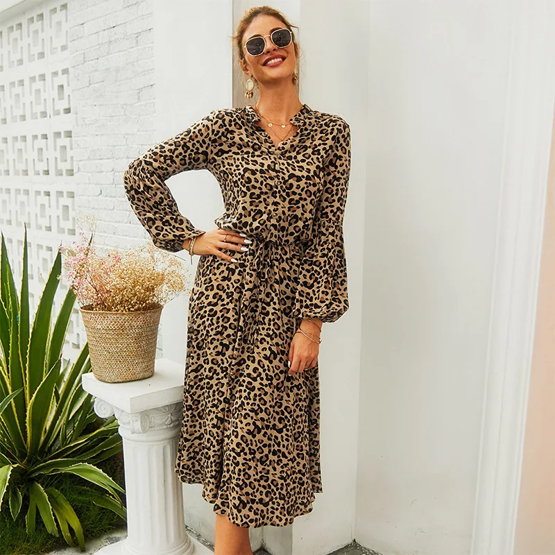 2022 Spring New Leopard Print Dresses Women Sexy V Neck Long Sleeve Casual Mid Length Dress Female 4 Color Long Dress
2022 Spring New Leopard Print Dresses Women Sexy V Neck Long Sleeve Casual Mid Length Dress Female 4 Color Long Dress
