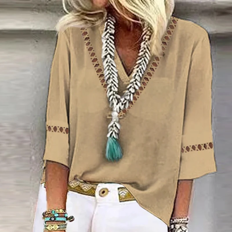 Simple Fashion Hollow Out Lace Blouses Women 2023 Spring Deep V Neck Patchwork Office Shirt Summer Short Sleeve Loose Beach Tops
Simple Fashion Hollow Out Lace Blouses Women 2023 Spring Deep V Neck Patchwork Office Shirt Summer Short Sleeve Loose Beach Tops