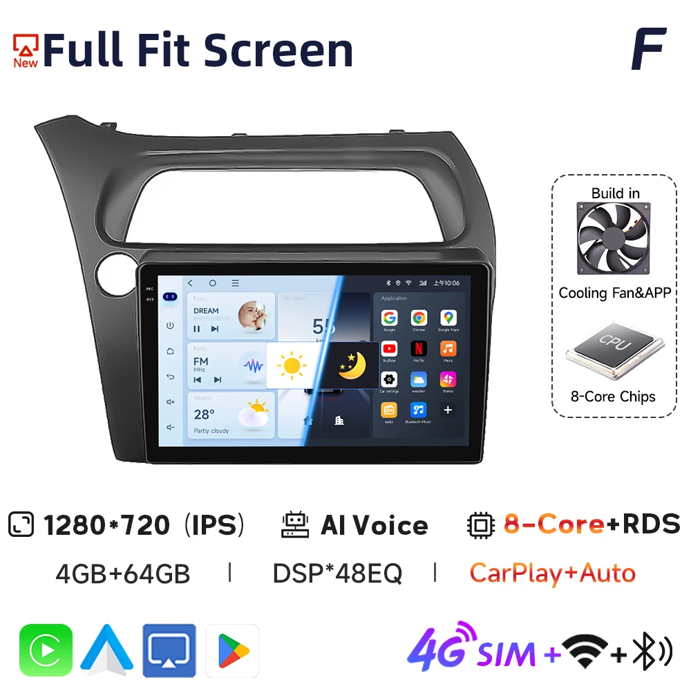 Автомобильное радио Android 13 для Honda Civic Hatchback 2005-2011 9-дюймовый IPS автомобильный мультимедийный GPS 4G Carplay с интеллектуальным экраном, авторадио
Автомобильное радио Android 13 для Honda Civic Hatchback 2005-2011 9-дюймовый IPS автомобильный мультимедийный GPS 4G Carplay с интеллектуальным экраном, авторадио