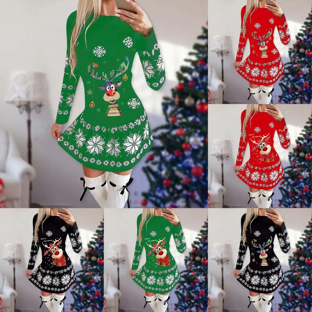 Pretty Christmas Dress Short Length Dress Eco-friendly Christmas Snowflake Printed Dress Durable
Pretty Christmas Dress Short Length Dress Eco-friendly Christmas Snowflake Printed Dress Durable