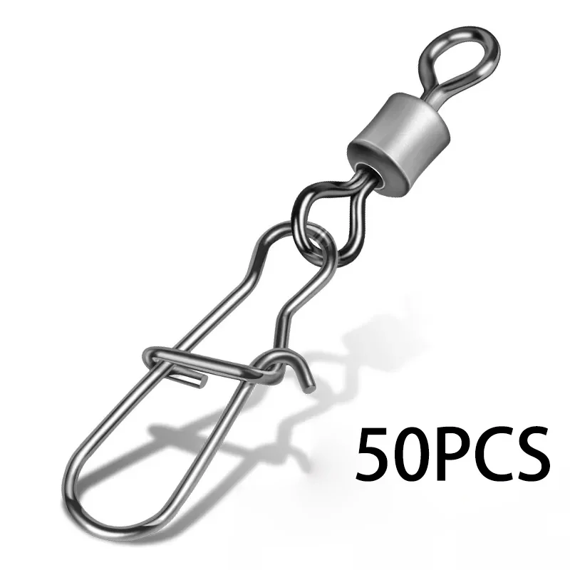 50PCS Fishhook Lure Swivels Tackle Pike Fishing Accessories Connector Pin Bearing Rolling Swivel Stainless Steel Snap
50PCS Fishhook Lure Swivels Tackle Pike Fishing Accessories Connector Pin Bearing Rolling Swivel Stainless Steel Snap