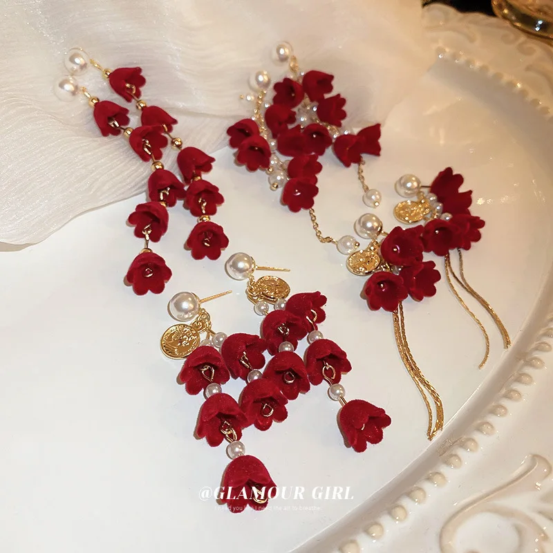 Silver Needle Flocking Pearl Lily Of The Bell Flower Tassel Earrings French Light Luxury High Sense Personality Earrings
Silver Needle Flocking Pearl Lily Of The Bell Flower Tassel Earrings French Light Luxury High Sense Personality Earrings