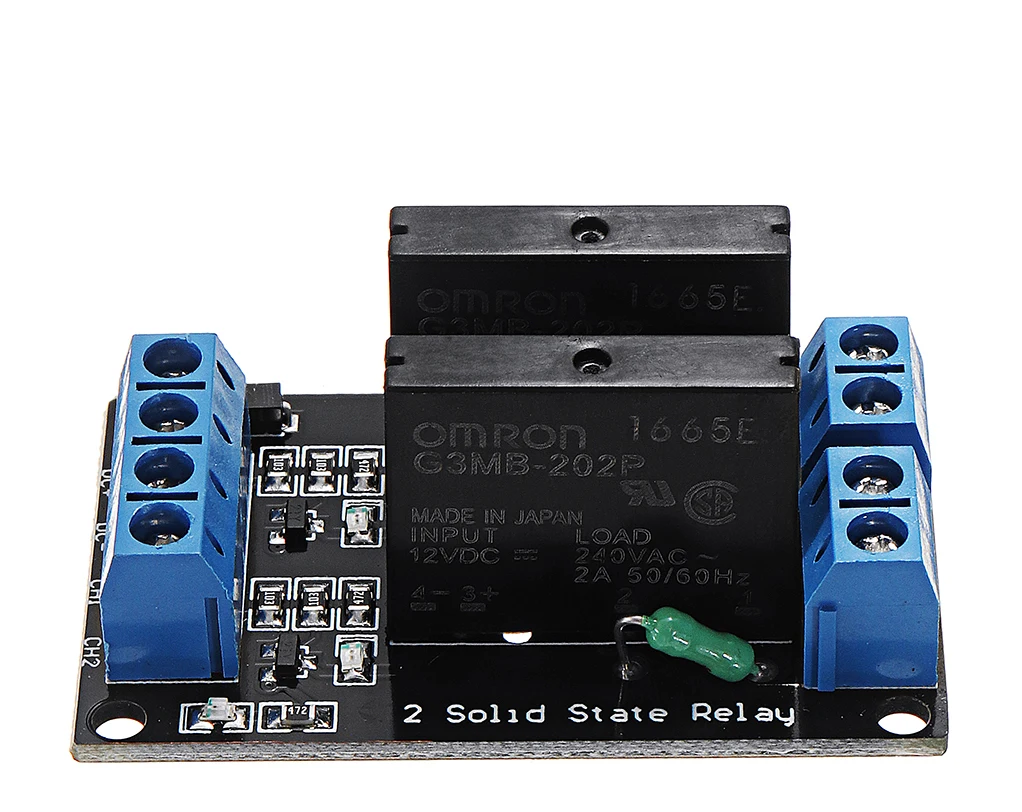 Релейный модуль твердотельные реле SSR 5 в 2 канала G3MB-202P низкий уровень ARDUINO RPI |