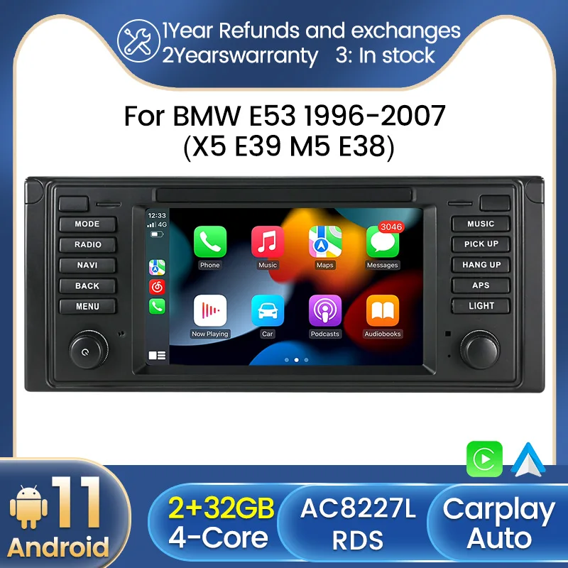 Автомагнитола Carplay, мультимедийный видеоплеер на Android 11, с экраном для BMW X5, E53, E39, типоразмер 2DIN, без DVD
Автомагнитола Carplay, мультимедийный видеоплеер на Android 11, с экраном для BMW X5, E53, E39, типоразмер 2DIN, без DVD
