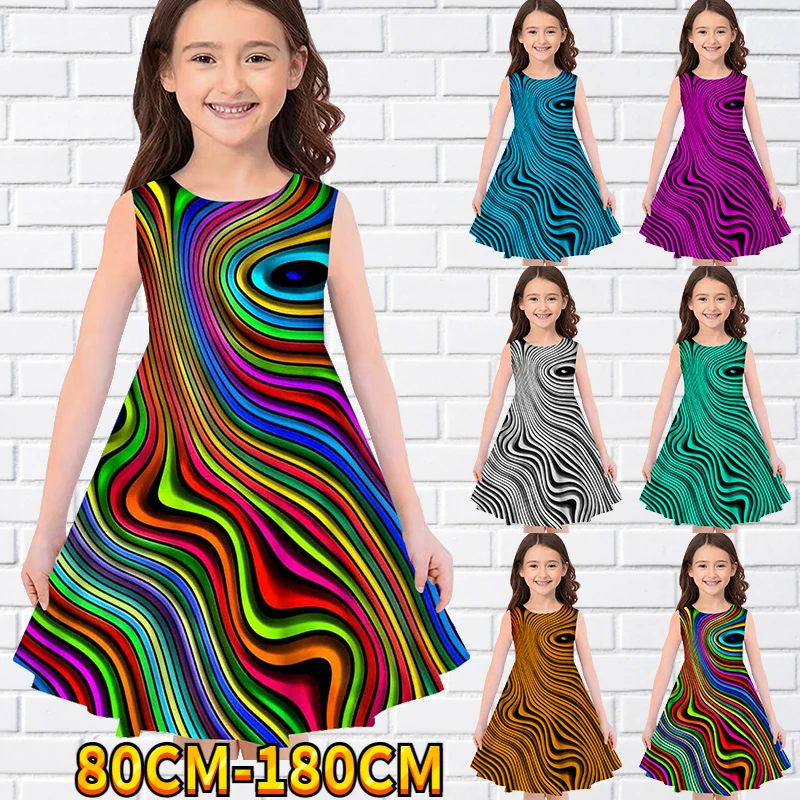 Kids Little Girls Sleeveless Dress Stripes 3D Kids Gradient Print Daily Casual Cute Sweet Over Knee Sleeveless Dress 80-180CM
Kids Little Girls Sleeveless Dress Stripes 3D Kids Gradient Print Daily Casual Cute Sweet Over Knee Sleeveless Dress 80-180CM