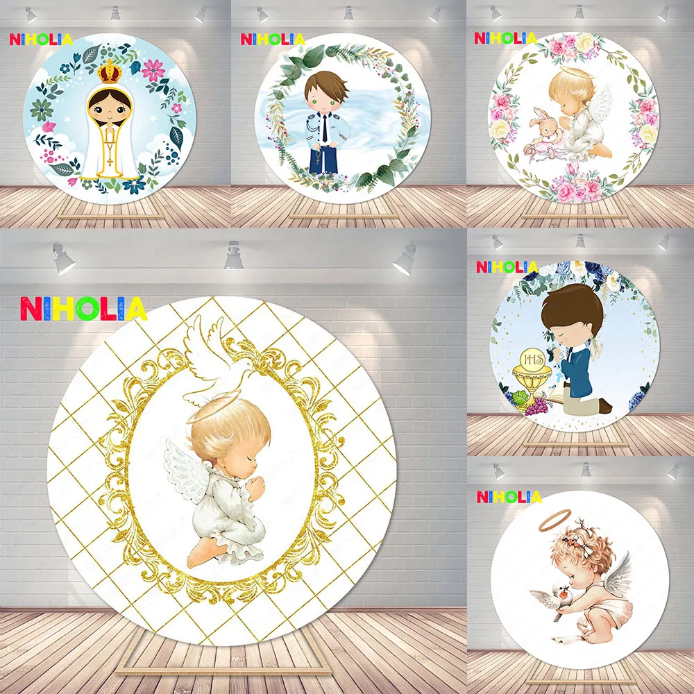 Niholia Newborn Baby Baptism Round Photography Backdrop First Holy Communion Christening Background Angel Circle Booth Prop
Niholia Newborn Baby Baptism Round Photography Backdrop First Holy Communion Christening Background Angel Circle Booth Prop