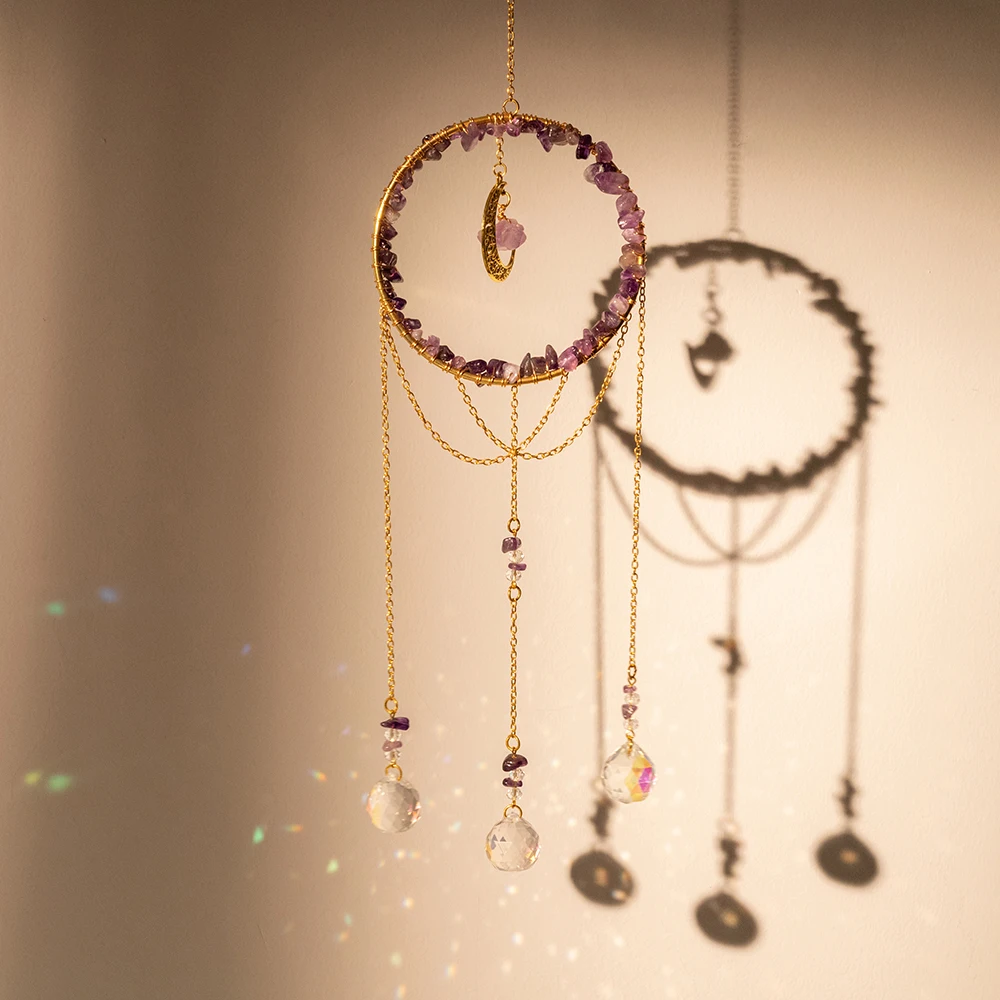 Аметистовые кристаллы Moon Suncatcher, Радужный изготовитель, подвесная фотография, наружный внутренний садовый декор ручной работы
Аметистовые кристаллы Moon Suncatcher, Радужный изготовитель, подвесная фотография, наружный внутренний садовый декор ручной работы