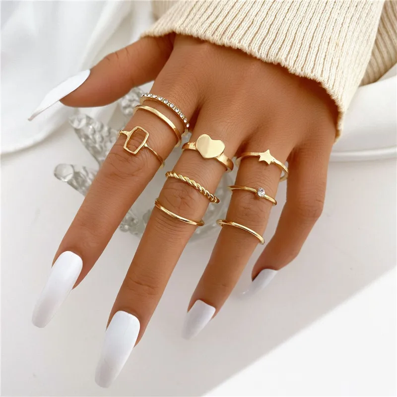 TOBILO Vintage Gold Color Star Heart Rings Set For Women Boho Geometric Crystal Open Rings 2022 Trendy Jewelry Gift
TOBILO Vintage Gold Color Star Heart Rings Set For Women Boho Geometric Crystal Open Rings 2022 Trendy Jewelry Gift