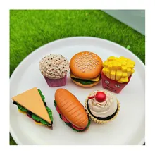 Miniature Food Toys Mixed Hamburger Chips Popcorn Sandwich Cupcake Ornaments For Doll House Kitchen Play Supplier