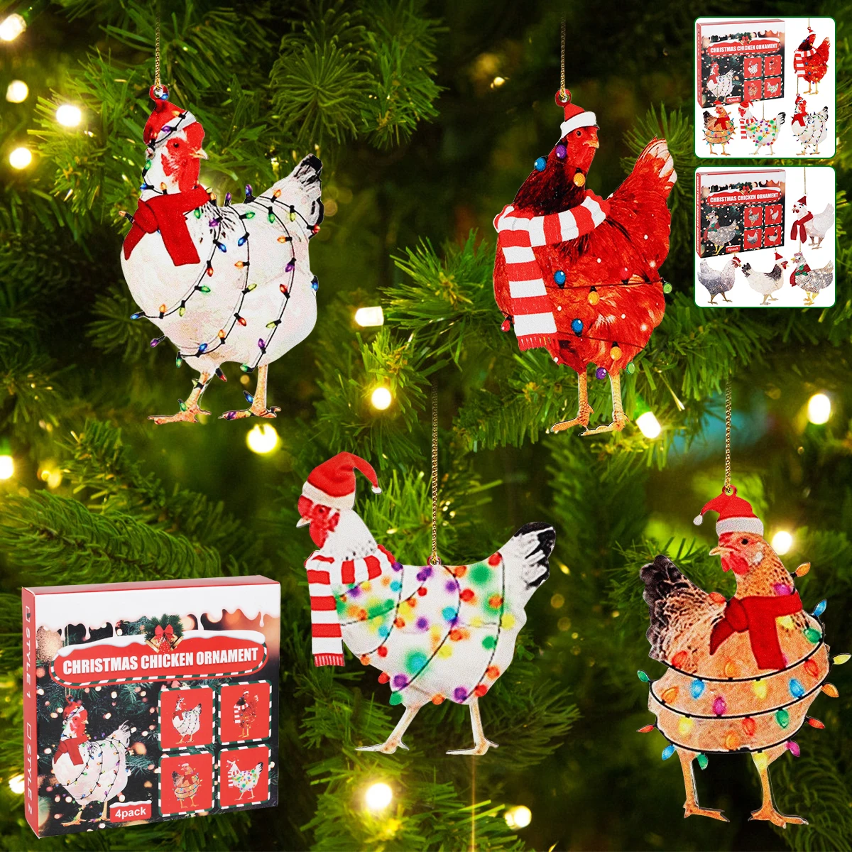 4 шт. Рождественское украшение для курицы, акриловый милый мультяшный шарф, курица, подвесное украшение с веревками, товары для рождественск...
4 шт. Рождественское украшение для курицы, акриловый милый мультяшный шарф, курица, подвесное украшение с веревками, товары для рождественск...